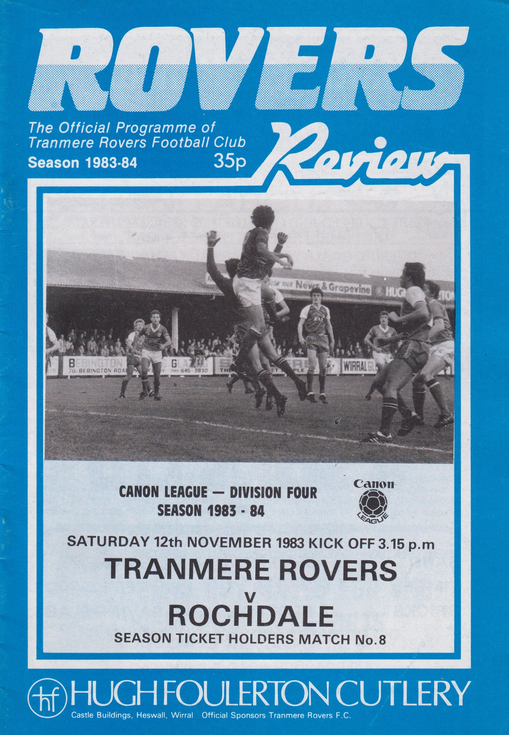 Tranmere Rovers v Rochdale match programme